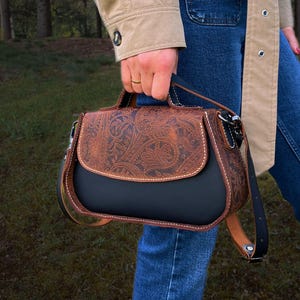 Handbag PDF Pattern / Downloadable Shoulder Bag Pattern / Leather Crossbody PDF Template / Video Tutorial