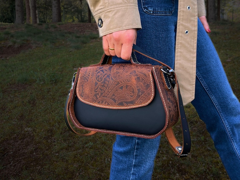 Handbag PDF Pattern / Downloadable Shoulder Bag Pattern / Leather Crossbody PDF Template / Video Tutorial