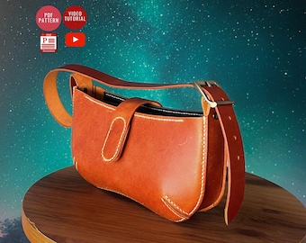 Shoulder Bag with Zipper PDF Pattern / Downloadable Handbag Pattern / Leather Bag PDF Template / Video Tutorial