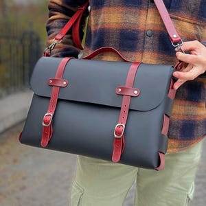 No Stitch Briefcase Pattern / 15,3x10" Leather Travel Laptop Bag PDF / No Sew Messenger PDF Pattern / Crossbody Bag Template