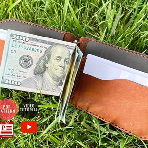 Leder Geldbeutel mit Geld-Clips-Muster / PDF Vorlage / Leder DIY / Wallet Template / PDF Download / Video Anleitung