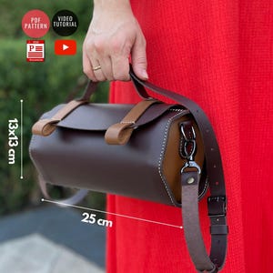 Hexagon Leather Bag Pattern / PDF Pattern Cylindrical Crossbody Bag / Round Shoulder Bag PDF Template / Video Tutorial