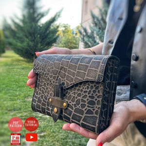 Patrón PDF de cartera de mano / Plantilla de cartera de mano descargable / Cartera de cuero / Patrón de cartera de mano / Cartera para teléfono / Video tutorial