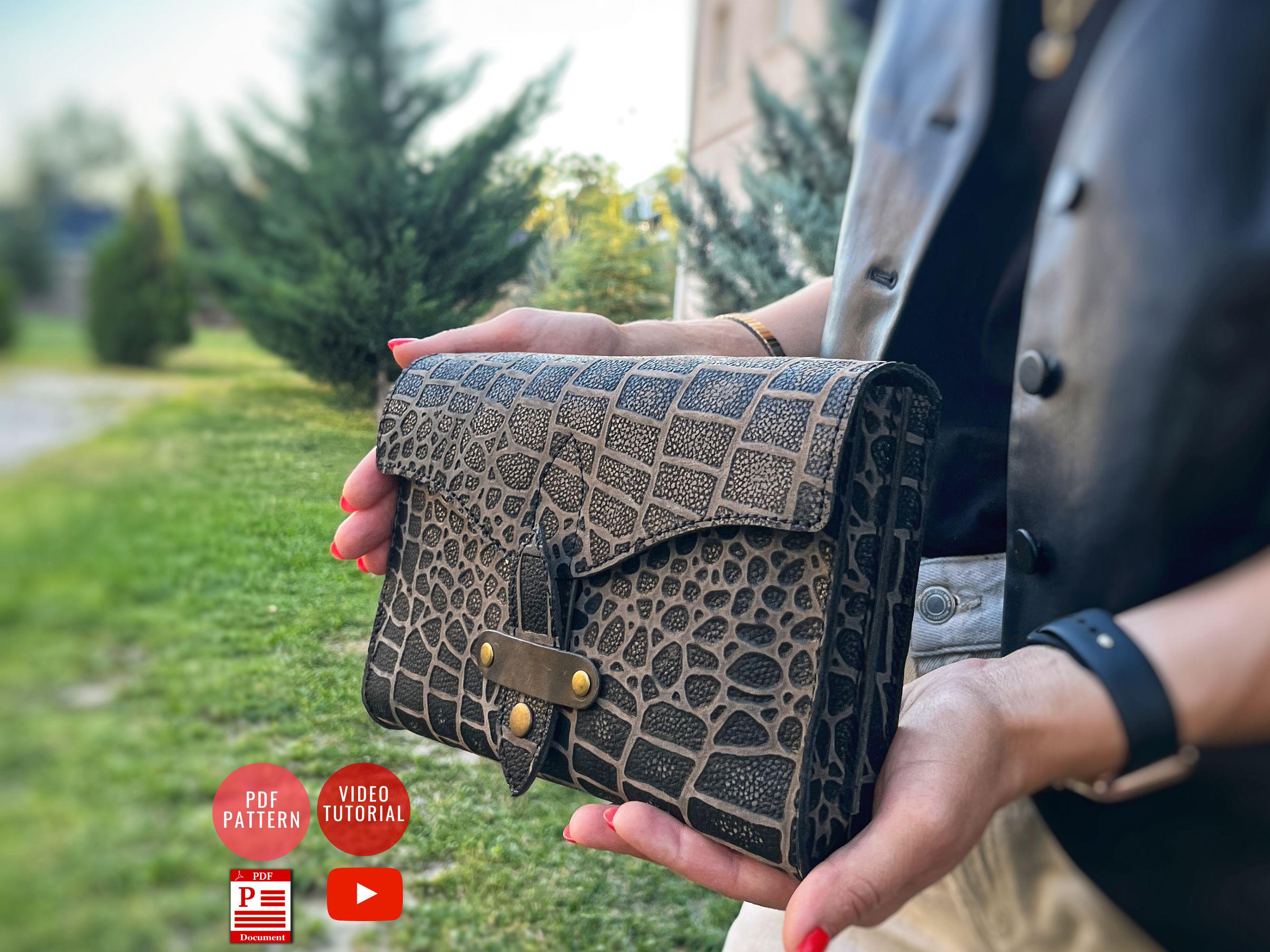 PDF Pattern Clutch / Downloadable Handbag Template / Leather Portfolio Bag/ Clutch Pattern / Phone wallet / Tutorial Video