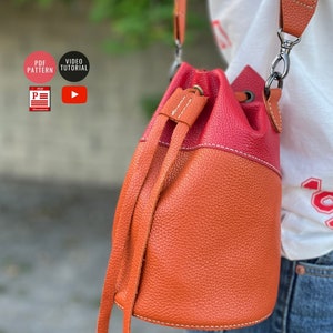 Kreisförmige Taschenmuster / Leder Bucket Bag PDF / Herunterladbare Crossbody Bag Template / PDF Vorlage / Video Tutorial