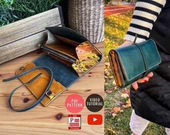 Downloadable Hand Wallet Template / Leather Phone Case/ Leather Clutch Pattern / Phone wallet / PDF Craft Pattern / Tutorial Video