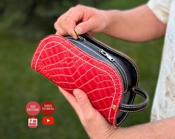 Leather Dopp Kit PDF / Leather Hand Bag Pattern / DIY Toiletry Bag Template with Video Tutorial