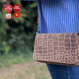 Patrón de bolso de hombro descargable / Patrón de cuero PDF / Patrón de bolso de cuero / Patrón de cartera de cuero / Bolso para coser