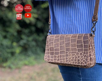 Schultertasche aus Leder Schnittmuster: PDF Download, Schultertasche zum Nähen