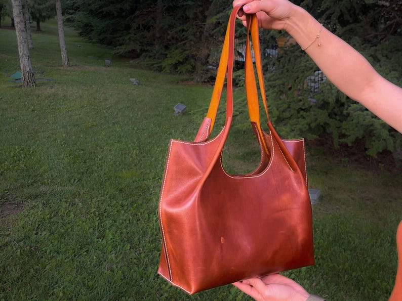 Leather Shopper Bag Pattern / Leather Tote Bag PDF Pattern /Downloadable Shopping Bag Template / Sewing Bag PDF / Video Tutorial