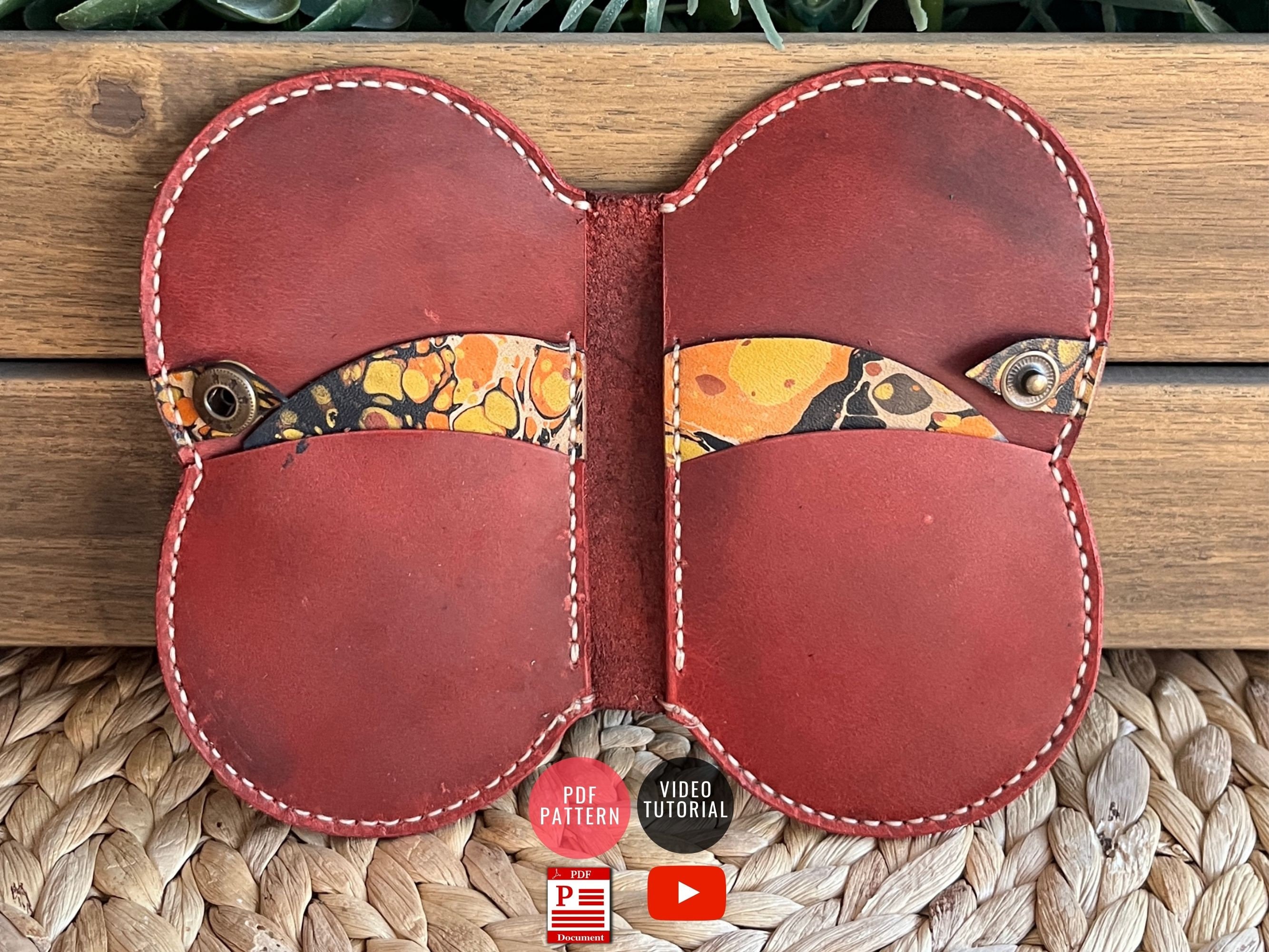 Butterfly Wallet Pattern / PDF Template / Leather DIY / Wallet Template / PDF Download / Video Tutorial