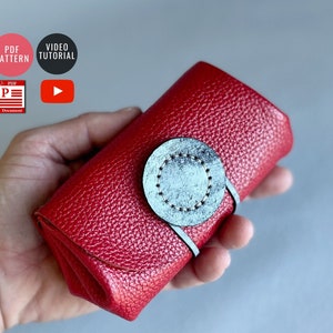 Patrón PDF Bolso de Mano Pequeño / Plantilla Cartera Mujer Cuero / Cartera Minimalista Descargable / Video Tutorial