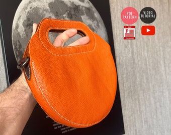 Modèle de sac circulaire téléchargeable / PDF de sac à main en cuir / Modèle de sac à bandoulière / Tutoriel vidéo