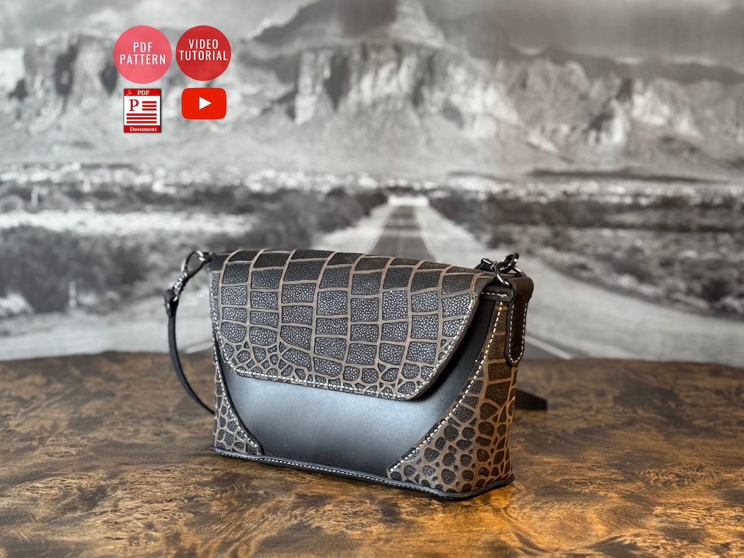 Leather Shoulder Bag PDF Pattern: DIY Crossbody Bag Template (video ...