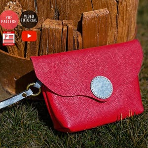 Patrón PDF de Clutch / Bolso de mano de cuero descargable / Plantilla PDF de bolso diario / Patrón de artesanía / Video tutorial