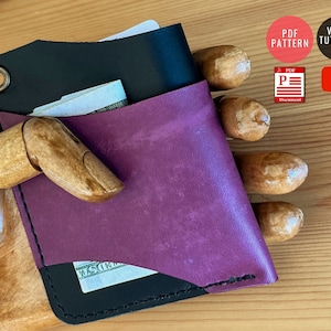 Minimalistisches Leder Kartenhalter Muster / PDF Vorlage / Leder DIY / Wallet Template / PDF Download / Video Anleitung