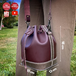 Herunterladbare Eimer-Tasche / Schulter-Kreistasche PDF / Crossbody Bag-Vorlage / PDF-Vorlage / Video-Tutorial
