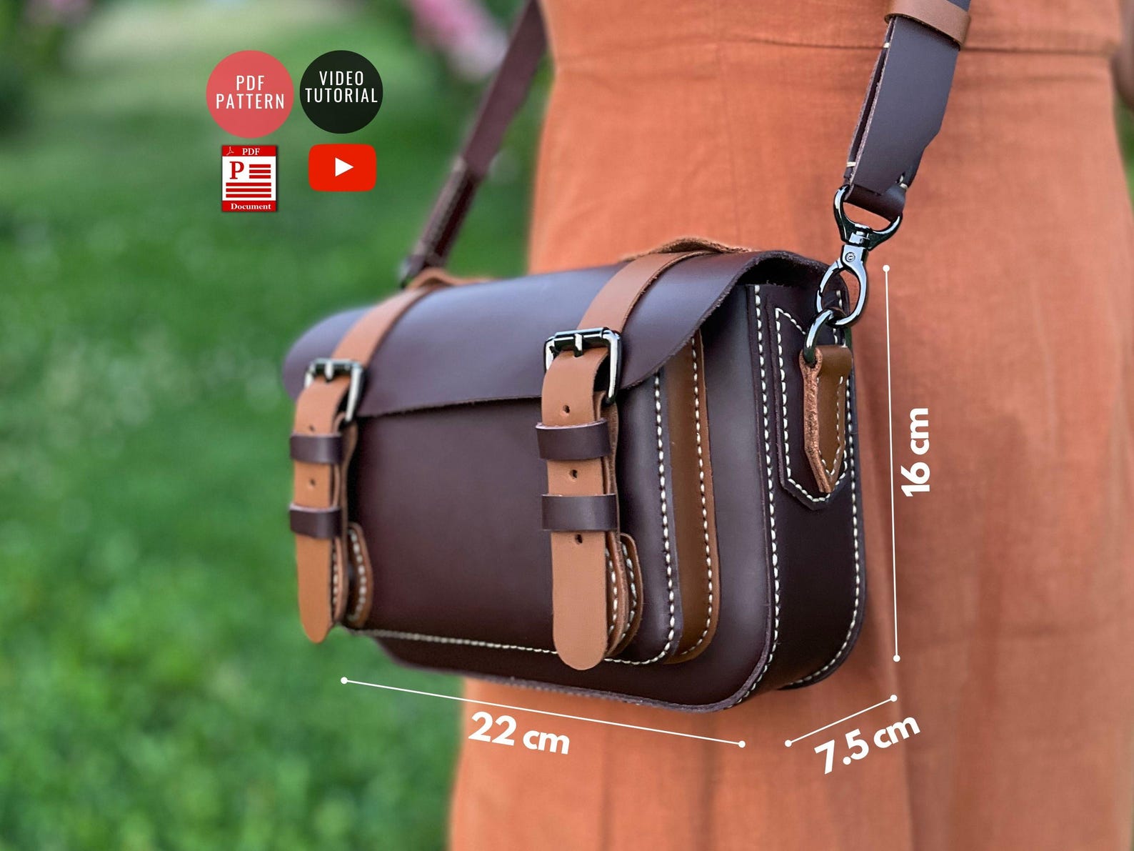 Messenger Bag PDF Pattern / DIY Leather Bag / Crossbody Bag Template ...