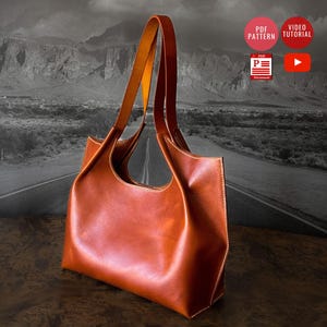 Leather Shopper Bag Pattern / Leather Tote Bag PDF Pattern /Downloadable Shopping Bag Template / Sewing Bag PDF / Video Tutorial