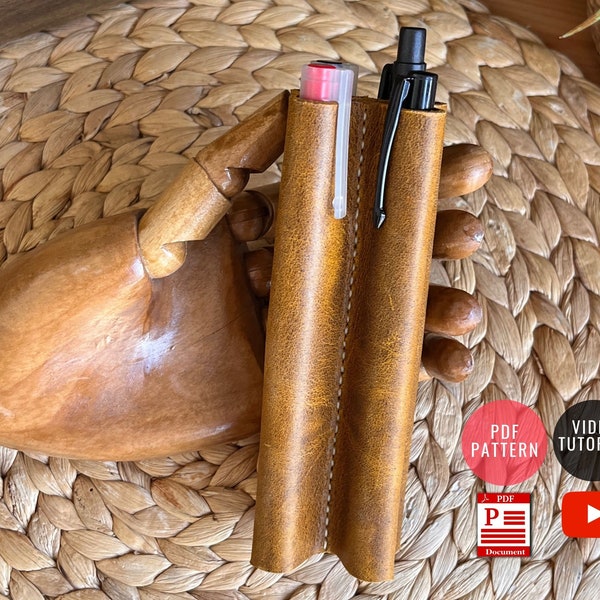 Downloadable Leather Bullet Pencil Case pattern PDF, pen case PDF, leather pattern, leather case template