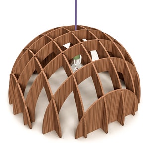 Laser Cut Wooden Lamp vector file Dxf, Svg, Pdf, Ai, Eps, Cdr | Wood Pendant Light | Ceiling Lamp | Chandelier Lighting  (16 Piece)