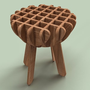 Parametric Wooden Stool Chair: CNC Laser Cut Files (Instant Download)