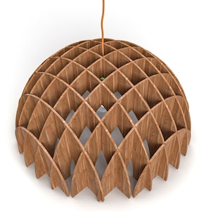 Laser Cut 5mm & 3mm Wooden Lamp vector file Dxf, Svg, Pdf, Ai, Eps, Cdr | Wood Pendant Light | Ceiling Lamp | Chandelier Lighting   20 Piece