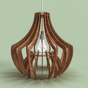 Eleganter Moderner Runder Hängender Kronleuchter aus Holz | Holz Pendelleuchte Kronleuchter Lampe | Laser geschnitten Digital Download | SVG, Dxf, Ai, PDF, CDR,