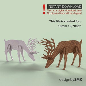 3D CNC Modell Holz Reh trinkt Wasser oder frisst Gras / Weihnachtshirsch / 3D Gartenschmuck Reh / Weihnachtsdekoration / SVG-Datei Weihnachten