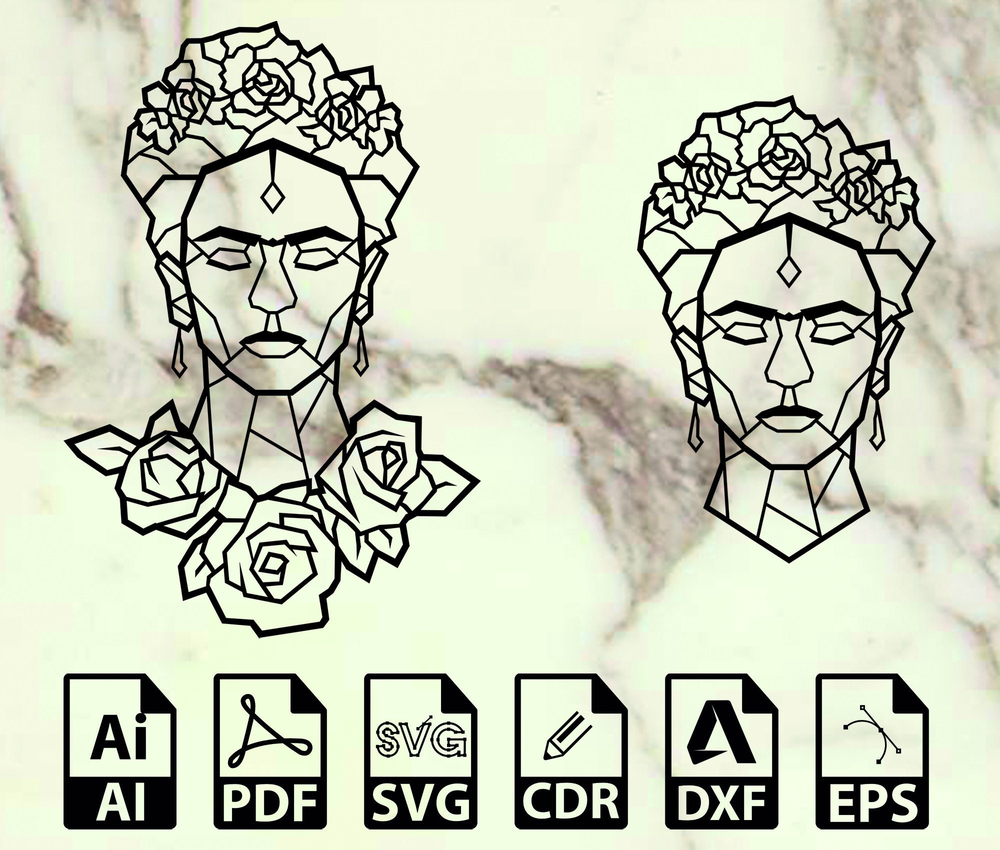 Frida Kahlo Decor Design Cut Svg Dxf Pdf Cdr Eps Ai File - Etsy