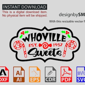Whoville Sweets Inspired design laser cut, svg, dxf, ai, digital file, silhouette, ornaments, holiday, christmas, winter & color pdf file