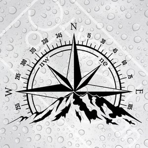 Compass Rose Mountains Adventure Large Sticker Camper Van Vinyl Decal Navigation