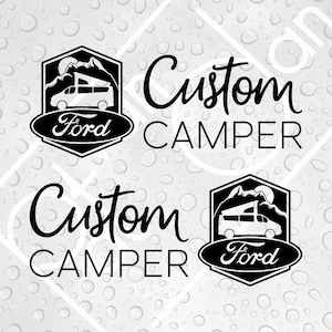 FTCC Ford Transit Custom Camper Emblem Logo Black Solid Vinyl Decal Van Sticker Side panel
