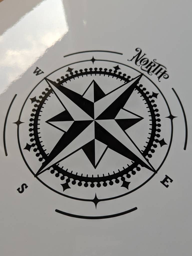 Large Compass Vinyl Decal Sticker – Car, Van, Motorhome Window – Choice Of Color, Glossy Finish