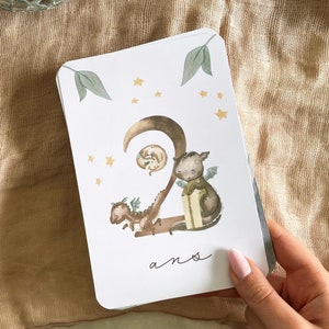 Tarjetas de hitos del bebé - Segundo año del bebé - Meses de cumpleaños - Segundo año - Caballeros Dragón - Inglés Alemán Español Italiano