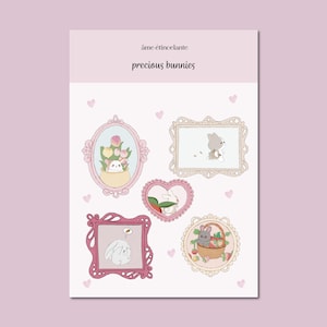 Stickers lapin - lot de 5 Stickers lapins - stickers Bullet Journal, scrapbooking - papeterie - lapin d'amour - autocollant lapin fait main