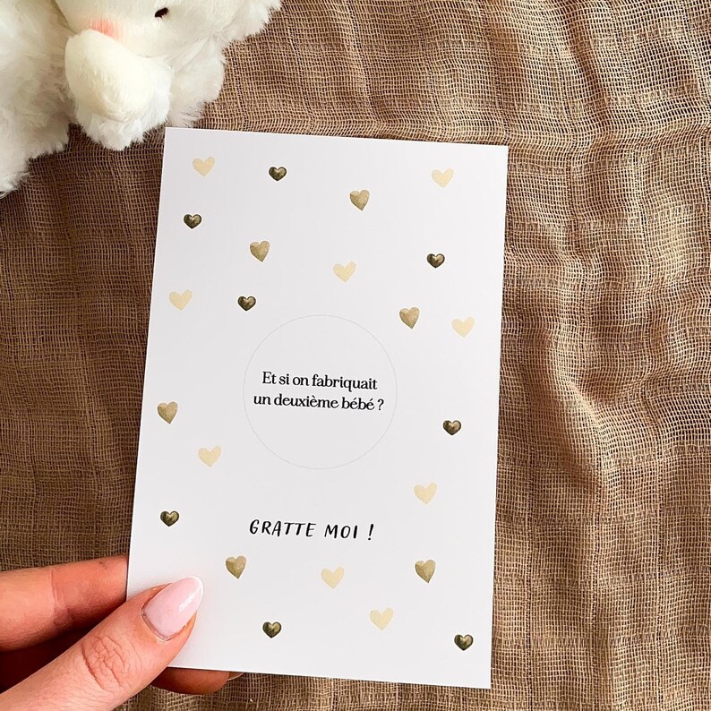 Scratch card - surprise message - surprise scratch card - announcement scratch card - personalized message card - brown hearts image 2