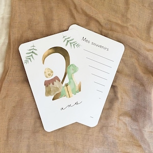 Cartes étapes bébé - Deuxième année bébé - Mois anniversaires - 2ème année - grossesse - dinosaures - anglais allemand espagnol italien