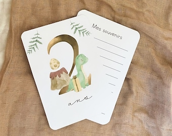 Cartes étapes bébé - Deuxième année bébé - Mois anniversaires - 2ème année - grossesse - dinosaures - anglais allemand espagnol italien