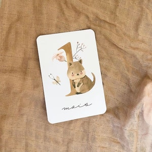 Cartes étapes bébé - Première année bébé - Mois anniversaires - 1ère année - grossesse - animaux jungle - Australie - animaux aquarelle image 2