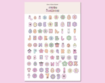 Sheet of alphabet stickers easter alphabet scrapbooking, alphabet, scrapbooking stickers, junk journal, bullet journal