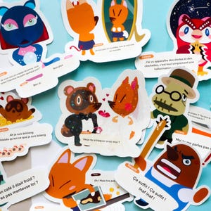 10 stickers Animal Crossing drôles - Animal crossing - Autocollants références françaises - Autocollants animal crossing - même français