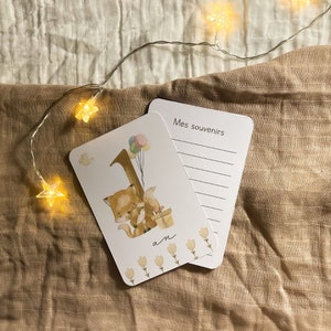 Cartes étapes bébé - Première année bébé - Mois anniversaires - 1ère année - Renard - anglais - français - allemand - espagnol - italien image 2