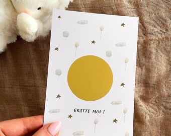 Scratch card - surprise message - surprise scratch card - announcement scratch card - personalized message card - clouds and balloons