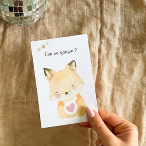 Carte à gratter - gender reveal - carte sexe bébé à gratter - carte à gratter annonce sexe bébé - fille ou garçon ? - petit renard Fille