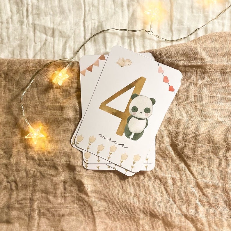 Cartes étapes bébé - Première année bébé - Mois anniversaires - 1ère année - grossesse - Panda et Koala image 3