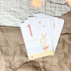 Carte étape bebe - Carte etape premiere année - mois anniversaire - carte développement bebe - cadeau naissance - Summer time aquarelle