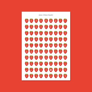 Planche de stickers alphabet fraise - stickers fraises - autocollant alphabet - stickers journaling et scrapbooking fraise - alphabet carnet