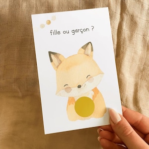 Scratch card - gender reveal - baby sex scratch card - baby sex announcement scratch card - girl or boy? - little fox