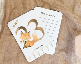 Cartes étapes bébé - Deuxième année bébé - Mois anniversaires - 2ème année - grossesse - Renard- anglais allemand espagnol italien